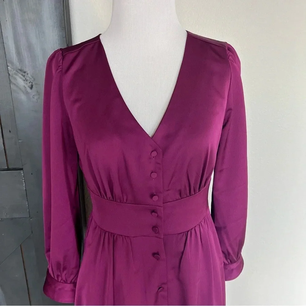 New J. CREW Button-front A-line Midi Dress Purple NWT Casual Women’s 2 Petite